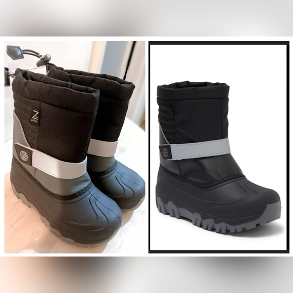 Zella Other - Z By Zells Kids' Water Resistant Shell Winter Boot In Black- Grey Charcoal